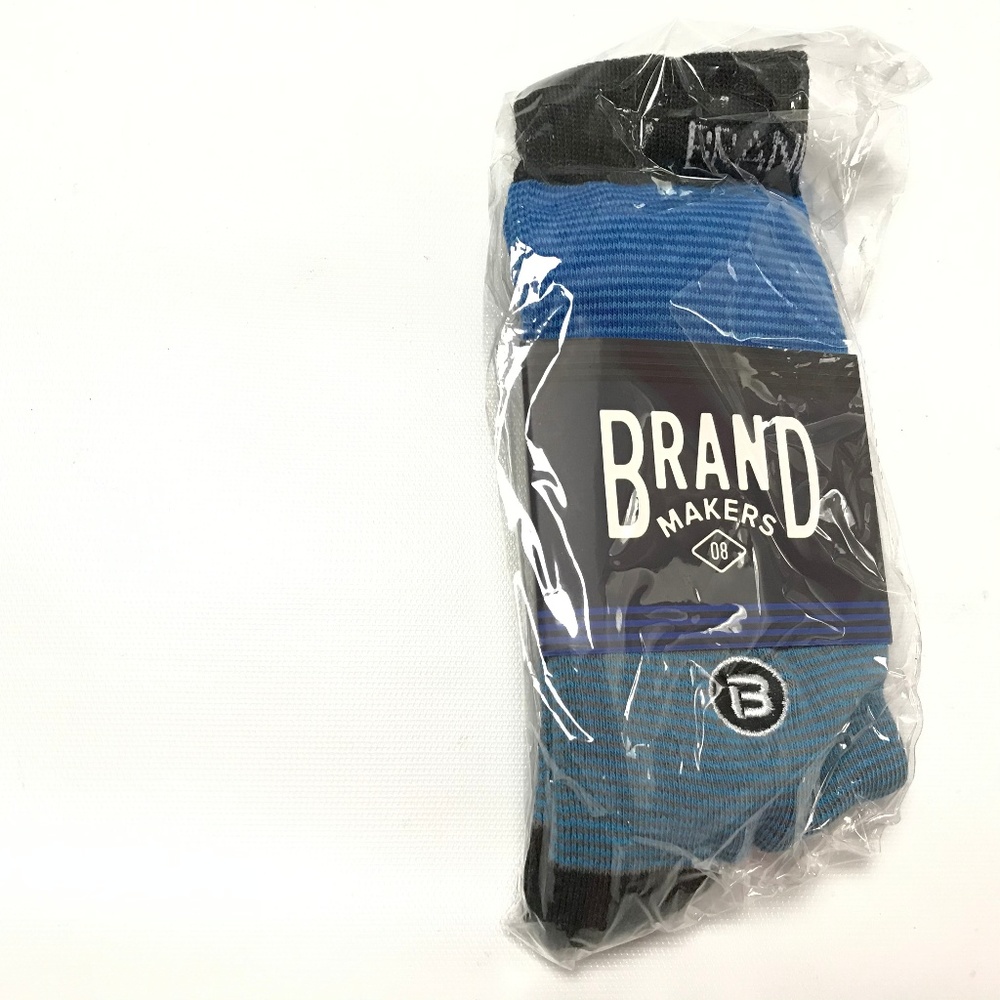 Brand Makers 08 Men's Socks Striped Blue/Black OS